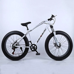 WQY Fat Tyre Bike WQY 4.0 Fat Bike 24 And 26Inch Mountain Bike 7 Variable Speed Snow Bicycle Shock Absorbing Beach Bike Big Tire Mountain Bicycle, White, 26in