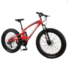 WQY Bike WQY 4.0 Fat Bike Mountain Bike 7 / 21 Speed Double Disc Brake Beach Bicycle Snow Bike Light High Carbon Steel 26 Inch Mountain Bicycle, Red, 7 speed