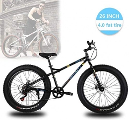 WSJYP Fat Tyre Bike WSJYP 26 Inch Fat Tire Hardtail Mountain Bike, 21 / 24 / 27 Speed Dual Suspension Frame and Suspension Fork All Terrain Mountain Bike, 21 speed-Black
