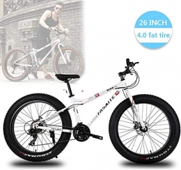 WSJYP Bike WSJYP 26 Inch Fat Tire Hardtail Mountain Bike, 21 / 24 / 27 Speed Dual Suspension Frame and Suspension Fork All Terrain Mountain Bike, 21 speed-White