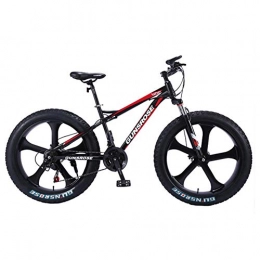 WYN Bike WYN 26 inch mountain bike fat tire mountain bicycle double disc brake bike high carbon steel, 26 inch red, 24 speed