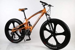 WYN Fat Tyre Bike WYN fat tire mountain bicycle high carbon steel bike beach snow bicycle, 26 inch yellow, 7 speed