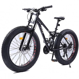 XHJZ Fat Tyre Bike XHJZ 26 Inch Mountain Bikes, Dual Disc Brake Fat Tire Mountain Trail Bike, Adjustable Seat Bicycle, High-Carbon Steel Frame, Black, 21 speed