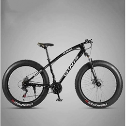 XHJZ Fat Tyre Bike XHJZ 26 Inch Mountain Bikes, Dual Disc Brake Fat Tire Mountain Trail Bike, Hardtail Mountain Bike, Adjustable Seat Bicycle, High-carbon Steel Frame, Black, 21 Speed Spoke