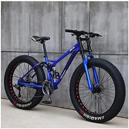 XHJZ Fat Tyre Bike XHJZ Mountain Tricycle for Adults, Fat Tire Mens Mountain Bike, 26-Inch / High-Tensile Steel Frame, 21 / 24 / 27-Speed, 26-inch Wheels, Blue, 27 speed