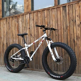 XIAOFEI Bike XIAOFEI 26-Inch Snow Bike / Double Disc Brake Variable Speed Bike 4.0 Aluminum Alloy Super Thick Rim Snow Bike, Full-Shock Adult Fat Tire Road Speed, White