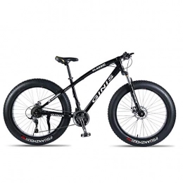 XIAOFEI Fat Tyre Bike XIAOFEI Mountain Snow Bike, Variable speed shock-absorbing 2426 inch dual disc brake 4.0 wide tires, 21-speed men and women cycling road bike, Black1, 24 21S