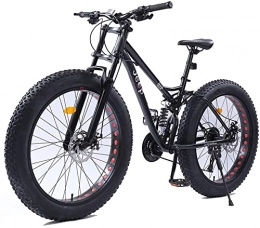 XinQing Fat Tyre Bike XinQing 26 Inch Mountain Bikes, Dual Disc Brake Fat Tire Mountain Trail Bike, Adjustable Seat Bicycle, High-Carbon Steel Frame, Black, 24 Speed