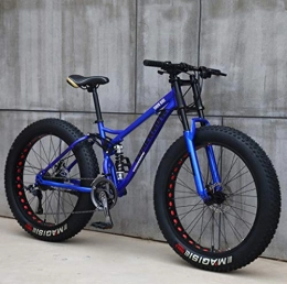 XinQing Fat Tyre Bike XinQing Bike Adult Mountain Bikes, 24 Inch Fat Tire Hardtail Mountain Bike, Dual Suspension Frame and Suspension Fork All Terrain Mountain Bike (Color : Blue, Size : 24 Speed)