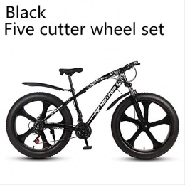 xmb Fat Tyre Bike xmb Black five-cutter wheel set Adult off-road bicycles, men and women mountain bikes with full suspension, fat tires high carbon steel suspension youth men and women mountain bikes (24-speed)