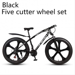xmb Fat Tyre Bike xmb Black five-cutter wheel set Adult off-road bicycles, men and women mountain bikes with full suspension, fat tires high carbon steel suspension youth men and women mountain bikes (27-speed)