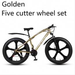 xmb Fat Tyre Bike xmb Golden five-cutter wheel set Adult off-road bicycles, men and women mountain bikes with full suspension, fat tires high carbon steel suspension youth men and women mountain bikes (27-speed)