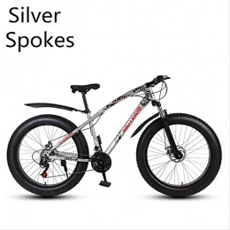 xmb Fat Tyre Bike xmb Silver spokes Adult off-road bicycles, men and women mountain bikes with full suspension, fat tires high carbon steel suspension youth men and women mountain bikes (24-speed)