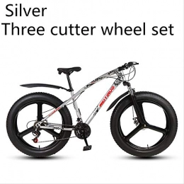 xmb Fat Tyre Bike xmb Silver three cutter wheel set Adult off-road bicycles, men and women mountain bikes with full suspension, fat tires high carbon steel suspension youth men and women mountain bikes (21-speed)
