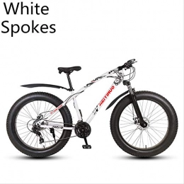 xmb Fat Tyre Bike xmb White spokes Adult off-road bicycles, men and women mountain bikes with full suspension, fat tires high carbon steel suspension youth men and women mountain bikes (21-speed)