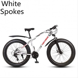 xmb Fat Tyre Bike xmb White spokes Adult off-road bicycles, men and women mountain bikes with full suspension, fat tires high carbon steel suspension youth men and women mountain bikes (27-speed)