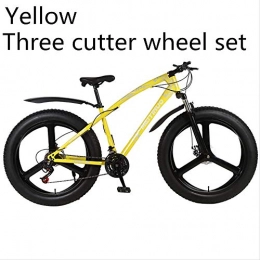 xmb Fat Tyre Bike xmb Yellow three cutter wheel set Adult off-road bicycles, men and women mountain bikes with full suspension, fat tires high carbon steel suspension youth men and women mountain bikes (24-speed)