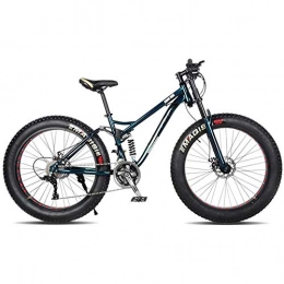 XRQ Bike XRQ Fat Tire Mens Mountain Bike, Carbon 24" 26" Mountain Bike Full Suspension Trail Bike 24-Speed Dual Disc Brakes MTB Bike High-Tensile Steel Frame, Bronze, 24IN