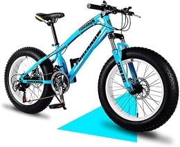 XUERUIGANG Fat Tyre Bike XUERUIGANG 20 / 24 / 26 Inch Adult Mountain Bikes, Fat Tire Mountain Bike, Dual Suspension Frame and Suspension Fork All Terrain Mountain Bike, 21 Speed Multiple Colors (Color : Blue, Size : 20")