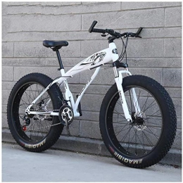 XXCZB Fat Tyre Bike XXCZB Fat Tire Hardtail Mountain Bikes with Front Suspension for Adults Men Women 4 wide tires Anti-Slip Mountain Bicycle High-carbon Steel Dual Disc Bike-24 Inch 7 Speed_White