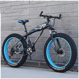 XXCZB Fat Tyre Bike XXCZB Fat Tire Hardtail Mountain Bikes with Front Suspension for Adults Men Women 4 wide tires Anti-Slip Mountain Bicycle High-carbon Steel Dual Disc Bike-26 Inch 24 Speed_Black Blue