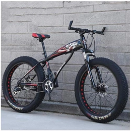 XXCZB Fat Tyre Bike XXCZB Fat Tire Hardtail Mountain Bikes with Front Suspension for Adults Men Women 4 wide tires Anti-Slip Mountain Bicycle High-carbon Steel Dual Disc Bike-26 Inch 27 Speed_Black Red4