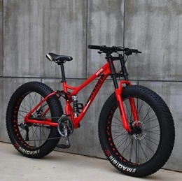 YilwnnCse Fat Tyre Bike YilwnnCse 26" Mountain Bikes, Adult Fat Tire Mountain Trail Bike, 21 Speed Bicycle, High-carbon Steel Frame Dual Full Suspension Dual Disc Brake (Red)