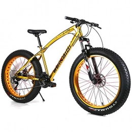 YOUSR Fat Tyre Bike YOUSR 26 Inch Fatbike Disc Brake Snow Bike 20 Inch Men's Bicycle & Women's Bicycle Gold 26 inch 27 speed