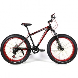 YOUSR Fat Tyre Bike YOUSR 26 inch Fatbike fork suspension MTB hardtail with full suspension for men and women Red black 26 inch 27 speed