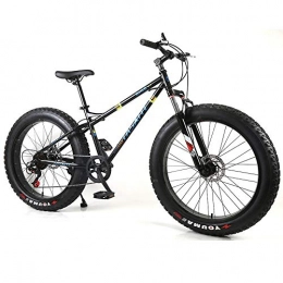 YOUSR Fat Tyre Bike YOUSR Hardtail MTB Disc Brake Fat Bike With Full Suspension Men's Bicycle & Women's Bicycle Black 26 inch 7 speed