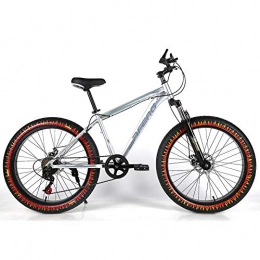 YOUSR Fat Tyre Bike YOUSR Kids Mountainbike Hardtail FS Disk Fat Bike With full suspension for men and women Silver 26 inch 30 speed