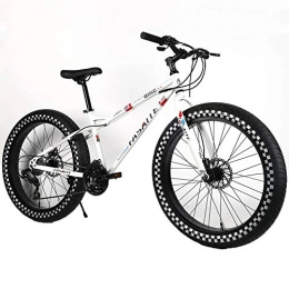 YOUSR Fat Tyre Bike YOUSR Mens Mountain Bike 21" Frame Mens Bike Disc Brake Unisex's White 26 inch 21 speed