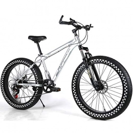 YOUSR Fat Tyre Bike YOUSR Mens Mountain Bike Snow Bike Mountain Bicycles Shimano Unisex's Silver 26 inch 24 speed