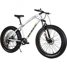 YOUSR Fat Tyre Bike YOUSR Mountain Bicycle Snow Bike Mens Bike 26" Wheel Unisex's Silver 26 inch 24 speed