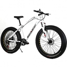 YOUSR Fat Tyre Bike YOUSR Mountain Bikes Fat Bike Mountain Bicycles Front Suspension Unisex's White 26 inch 27 speed