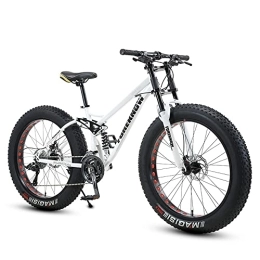 YUEGOO Bike YUEGOO Thick Wheel Premium Mountain Bike - Adult Fat Tire Trail for Boys, Girls, Men and Women Speed Gear, High-Carbon Steel Frame, K Green / White / 26Inch 30Speed