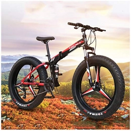 YXYLD Fat Tyre Bike YXYLD 26 Inch Mountain Bikes, Adult Boys Girls Fat Tire Mountain Trail Bike, Dual Disc Brake Bicycle, High-carbon Steel Frame, Anti-Slip Bikes, Red and Black, 24 Inch