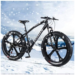 YXYLD Fat Tyre Bike YXYLD 26 Inch Mountain Bikes Fat Tires, Mens Women Carbon Steel Bicycle, 21 / 24 / 27 / 30-speed Variable Speed Mountain Bike with Dual Disc Brake, Black 6 Spoke