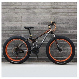 YZ-YUAN Fat Tyre Bike YZ-YUAN Mens Womens Mountain Bikes, High-carbon Steel Frame, Dual Disc Brake Hardtail Mountain Bike, All Terrain Bicycle, Anti-Slip Bikes, Orange, 26 Inch 27 Speed