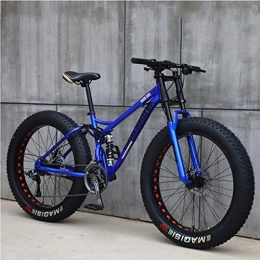 ZTIANR Fat Tyre Bike ZTIANR Mountain Bicycle, 24" 26" Adult Mountain Bikes, 4.0 Fat Tire Dual-Suspension Mountain Bicycle, High-Carbon Steel Frame 21 / 24 / 27 Speed, Blue, 24"21 speed