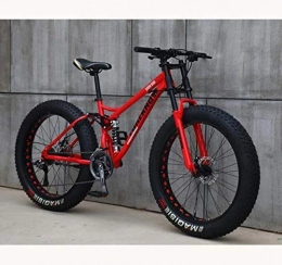 ZXL Fat Tyre Bike ZXL Mountain Bike for Teens of Adults Men and Women, High Carbon Steel Frame, Soft Tail Dual Suspension, Mechanical Disc Brake, 24 / 26×5.1 inch Fat Tire, Red, 26 inch 27 Speed, Red, 26 inch 27 Speed