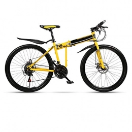THENAGD Folding Bike THENAGD Folding Mountain Bike Bicycle, Adult One Wheel Double Damping Racing Cross Country Variable Speed Fast Bicycle for Male and Female Students 26英寸 辐条高 硬叉黑黄