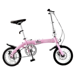 WJSW Folding Bike 14'' Folding Bike Ultra-light Portable Bicycle Adult Student Aluminum Woman Cycling Alloy Bicycle bisiklet bicicletas, Pink