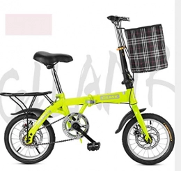 GYXZZ Bike 14 Inch 16 Inch 20 Inch Folding Bicycle Student Bicycle Single Speed Disc Brake Adult Compact Foldable Bike Gears Folding System Traffic Light Fully Assembled, Green, 20 cùn