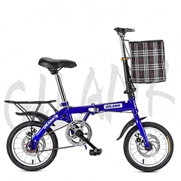 zwayouth Folding Bike 14 Inch 16 Inch 20 Inch Single-speed Folding Bicycle Suitable for Adult Students in a Variety of Colors (14, BLUE)