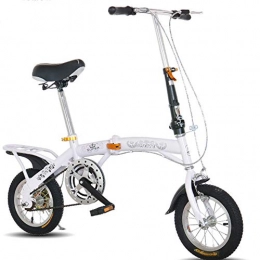 DPGPLP Folding Bike 14 Inch 16 Inch Folding Bicycle Shifting - One Wheel Double Disc Brake Travel Bicycle Male And Female Folding Student Car, White, 14inches