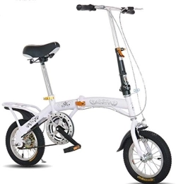 FHKBB Folding Bike 14 Inch 16 Inch Folding Bicycle Shifting - One Wheel Double Disc Brake Travel Bicycle Male And Female Folding Student Car, White, 14inches (Color : White, Size : 16inches)