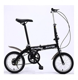 NBWE Folding Bike 14 inch folding bicycle adult bicycle ladies portable ultralight bicycle V-brake single speed high carbon steel load 75kg(Color:black, Size:14'')