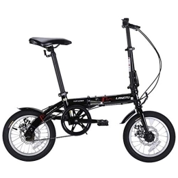 LLF Folding Bike 14-Inch Folding Bicycle, Ultra Light And Portable Folding Bicycle, Single Speed Dual Disc Brake Adult Bicycle Ride (Color : Black, Size : 14in)