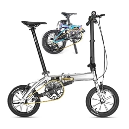 CADZ Bike 14" Lightweight Alloy Folding City Bike Bicycle, Single Speed Folding Bike Wheel V Disc Brake Men Women Children Aluminum Alloy Sports Bikes